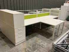 Modular four desk office system - comprising four desks