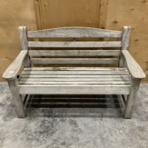 Solid teak two seater garden bench