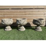 Set of three circular composite planters