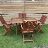 Winchester Collection - 20th century teak garden table drop-leaf table and set four matching folding