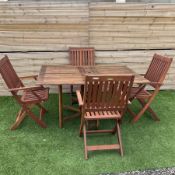 Winchester Collection - 20th century teak garden table drop-leaf table and set four matching folding