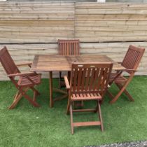 Winchester Collection - 20th century teak garden table drop-leaf table and set four matching folding