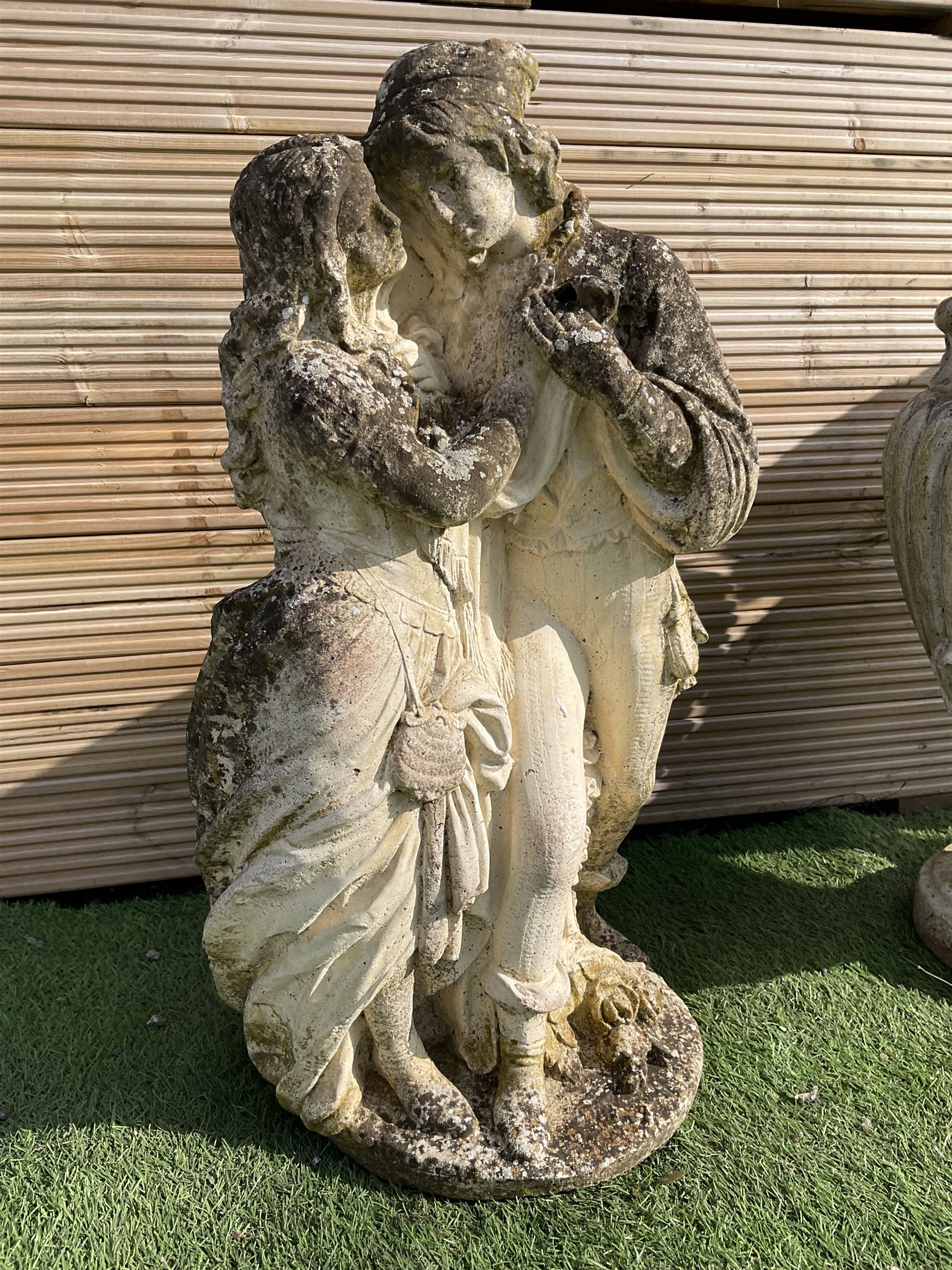 Cast stone urn planter and two cast stone garden figures - Image 2 of 5