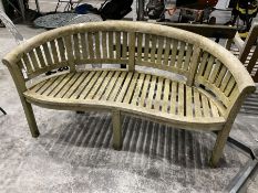 Teak curved garden bench