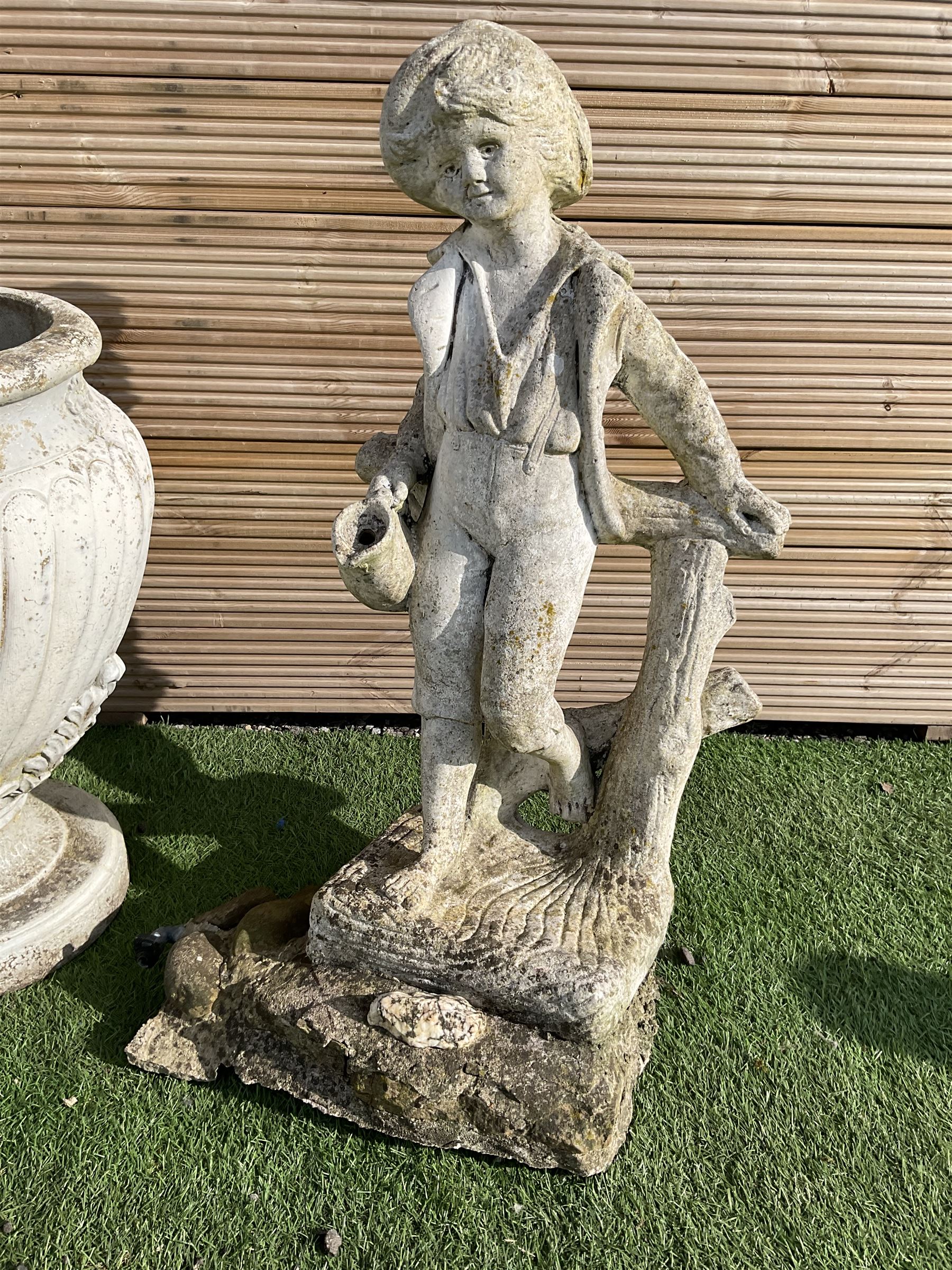 Cast stone urn planter and two cast stone garden figures - Image 3 of 5