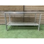 Aluminium framed kitchen preparation table with stainless top