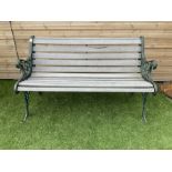 Cast iron and slatted wood bench