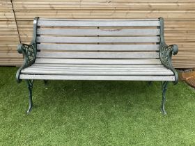 Cast iron and slatted wood bench