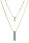 Gold single stone diamond pendant necklace