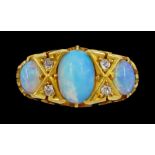 Victorian 18ct gold three stone opal ring