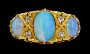 Victorian 18ct gold three stone opal ring