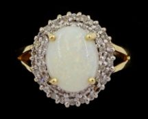 9ct gold opal and diamond cluster ring