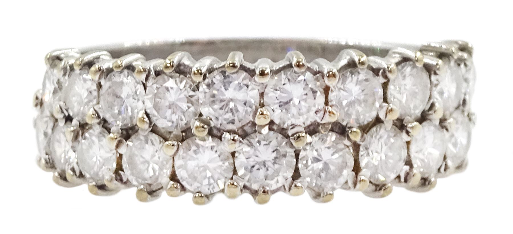 18ct white gold two row round brilliant cut diamond half eternity ring