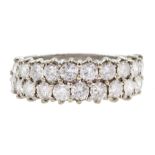 18ct white gold two row round brilliant cut diamond half eternity ring