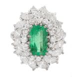 18ct white gold octagonal cut emerald