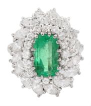 18ct white gold octagonal cut emerald