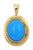 14ct gold oval turquoise pendant