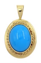 14ct gold oval turquoise pendant