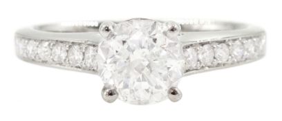 Platinum single stone round brilliant cut diamond ring