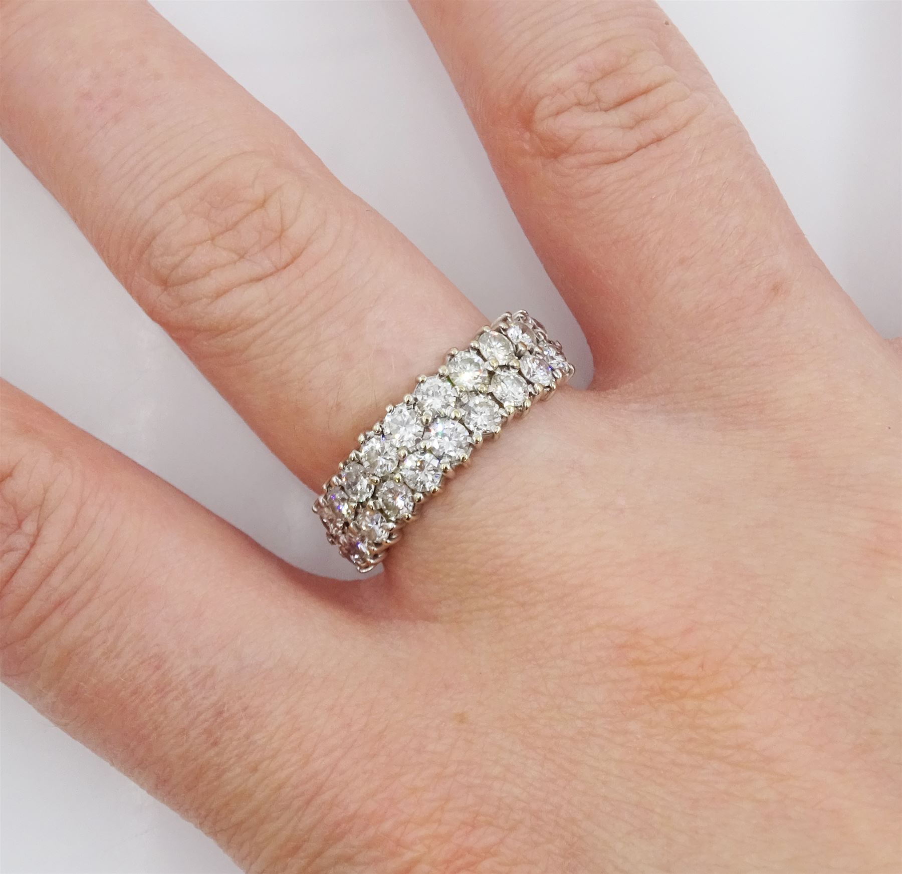 18ct white gold two row round brilliant cut diamond half eternity ring - Image 2 of 4