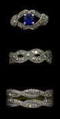 Three silver marcasite rings