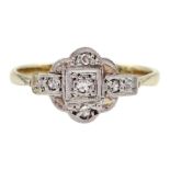 Art deco gold and platinum milgrain set diamond ring