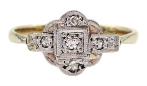 Art deco gold and platinum milgrain set diamond ring