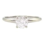 White gold single stone round brilliant cut diamond ring