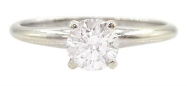 White gold single stone round brilliant cut diamond ring