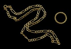 Gold Figaro link chain necklace and a gold ring