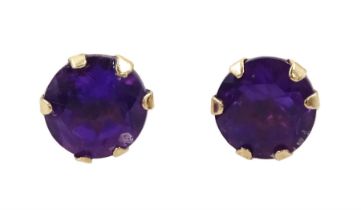 Pair of 9ct gold amethyst stud earrings