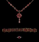 9ct rose gold foiled back garnet pendant necklace