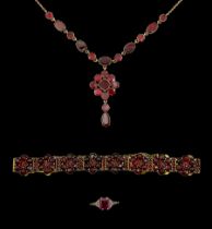 9ct rose gold foiled back garnet pendant necklace