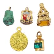 Three 9ct gold pendant / charms including 'Bridlington' town