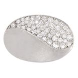 Terry Waldron white gold pave set round brilliant cut diamond oval brooch