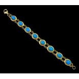 14ct gold oval turquoise link bracelet