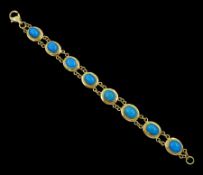 14ct gold oval turquoise link bracelet