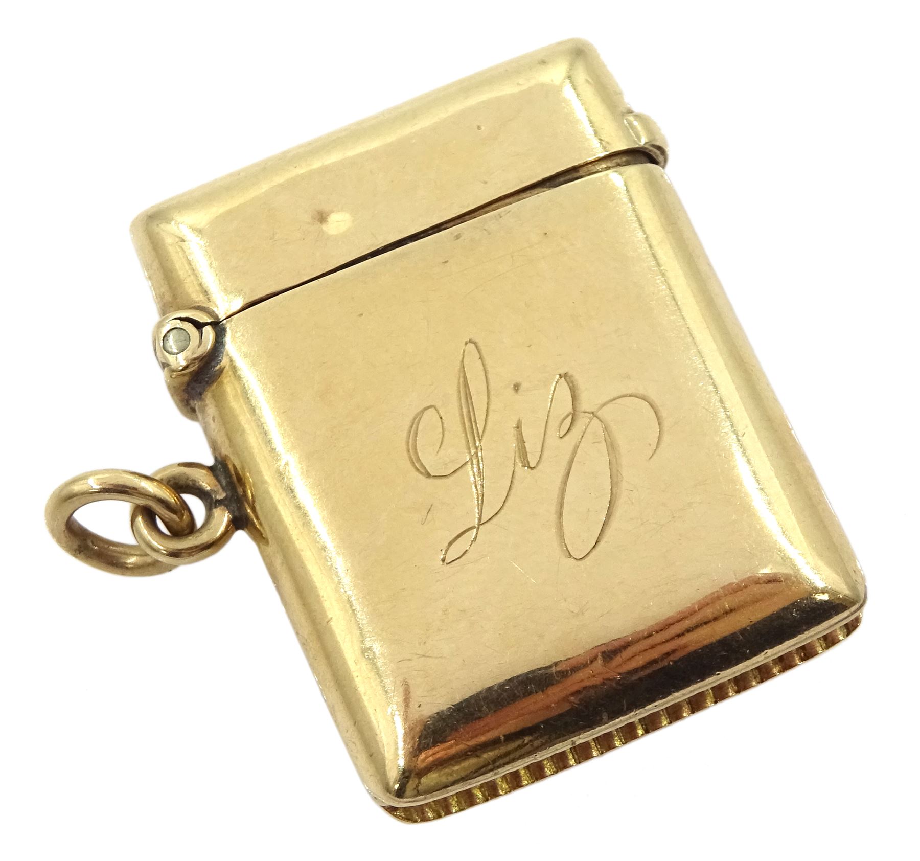 Edwardian 9ct gold vesta case