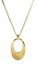 9ct gold oval pendant necklace
