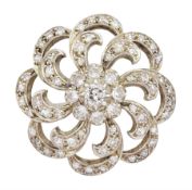 Victorian gold and silver old cut diamond stylised flower brooch