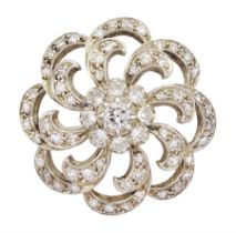 Victorian gold and silver old cut diamond stylised flower brooch