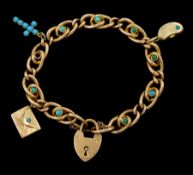 Edwardian 9ct rose gold turquoise bracelet