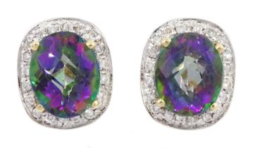 Pair of 14ct gold mystic topaz and diamond stud earrings
