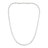 18ct white gold graduating round brilliant cut diamond necklace