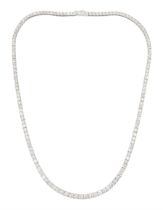 18ct white gold graduating round brilliant cut diamond necklace