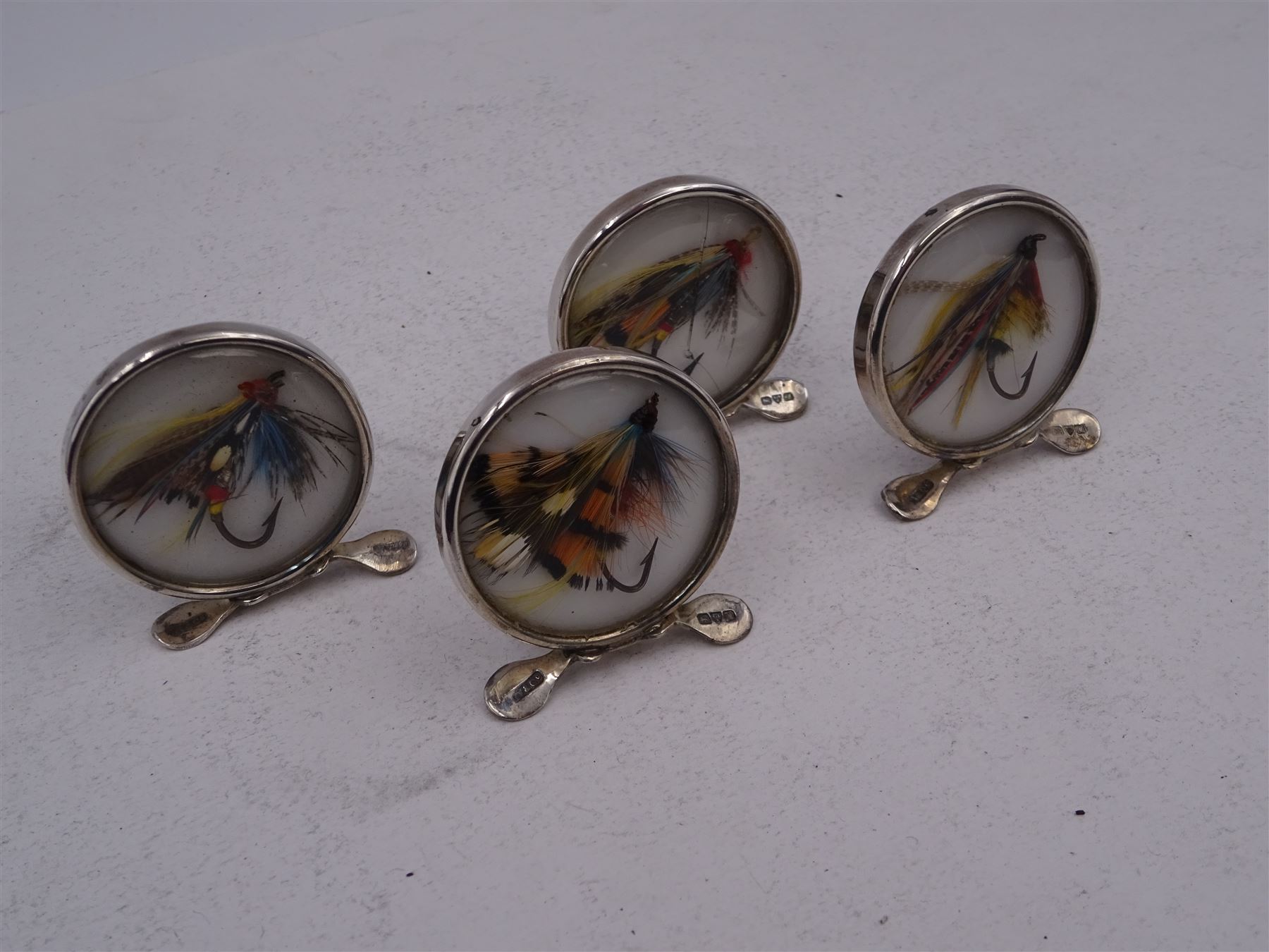 Set of four early 20th century silver mounted place card holders - Image 7 of 10