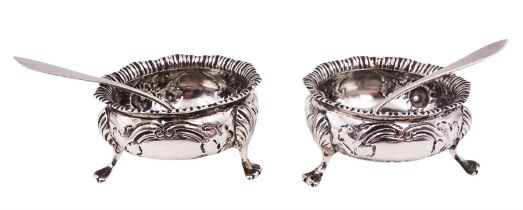 Pair of Edwardian silver open salts