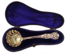 Victorian silver-gilt sugar sifting spoon