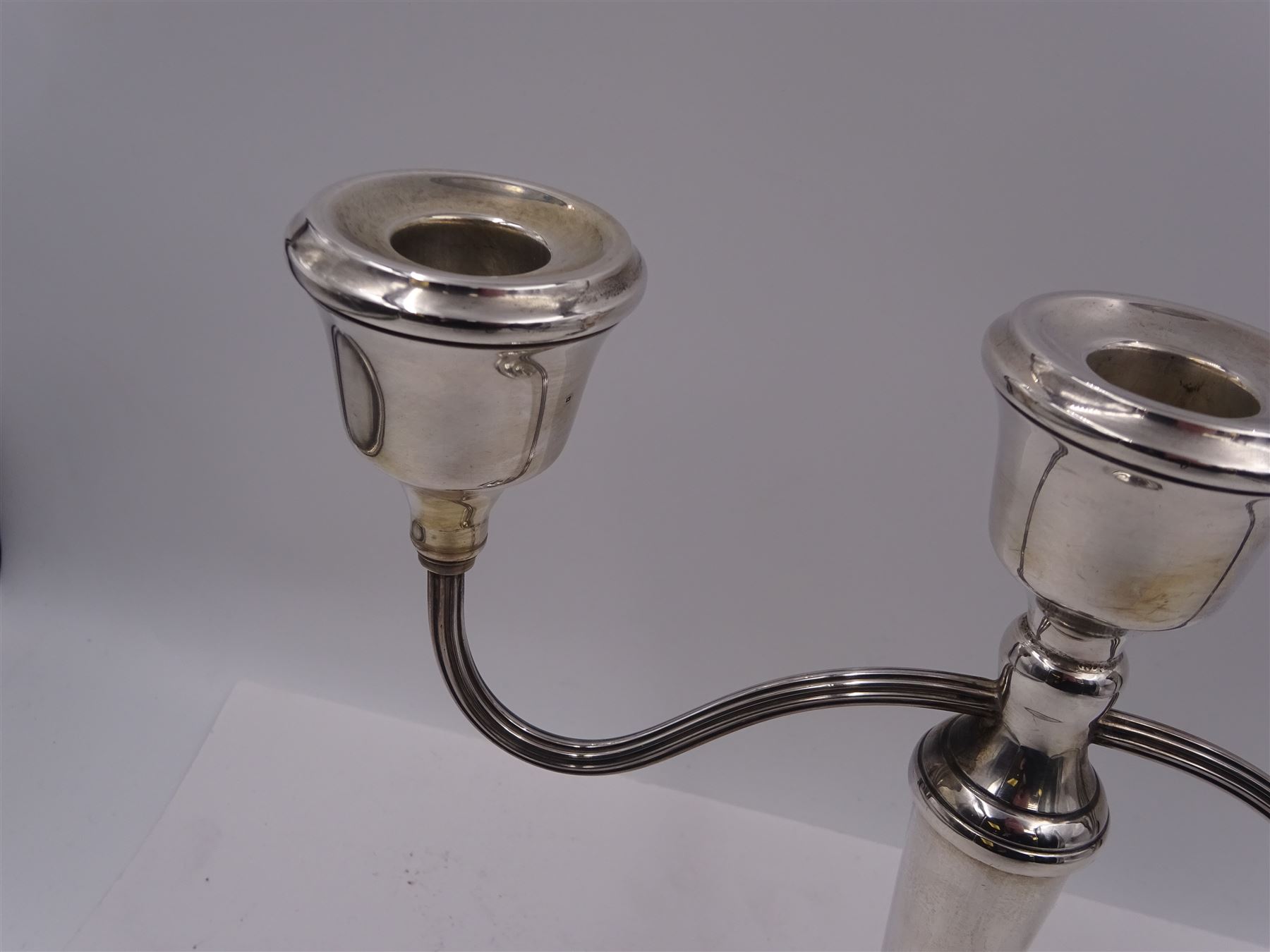 Modern silver mounted three branch candelabra - Image 3 of 4