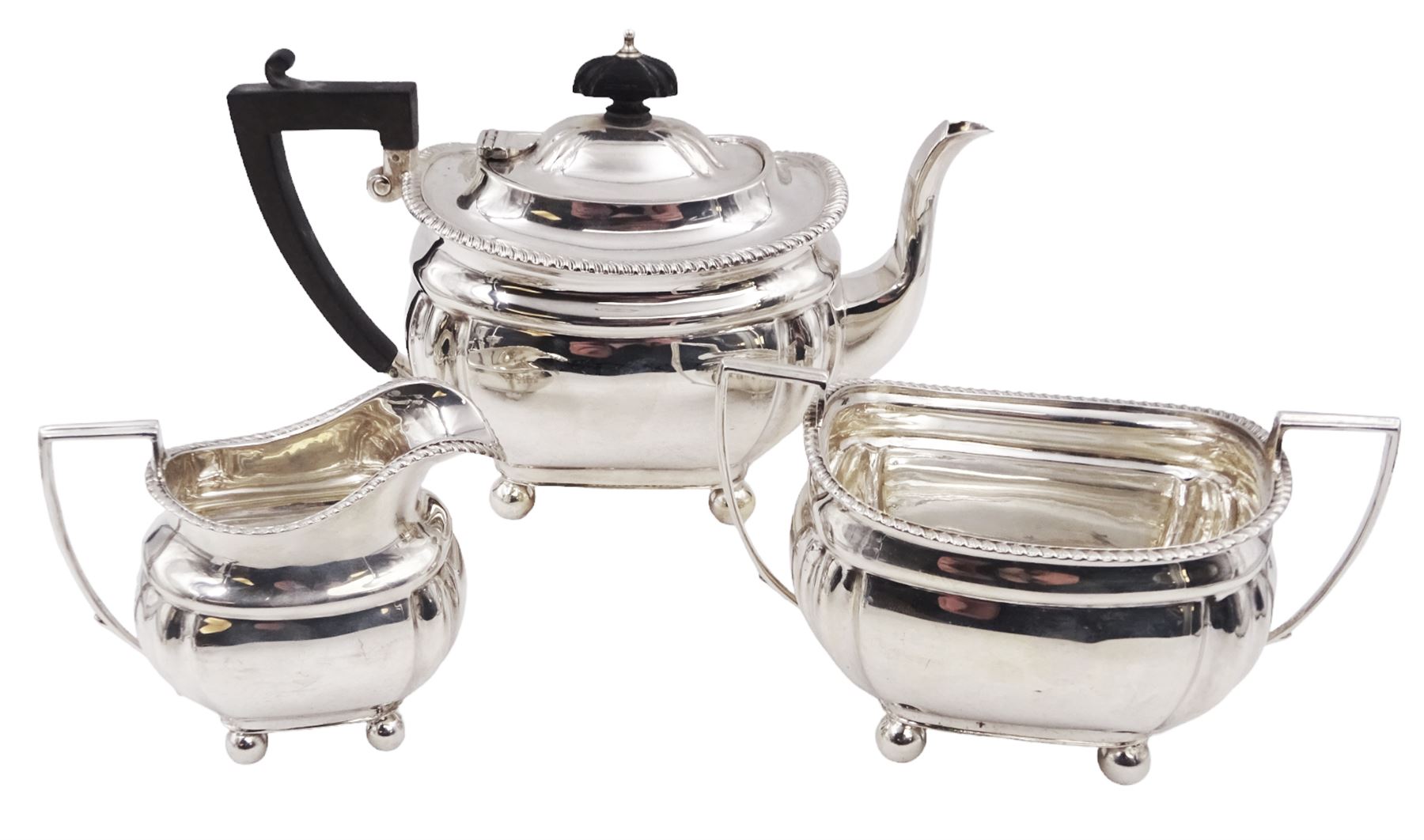 1920s silver three piece bachelors tea service